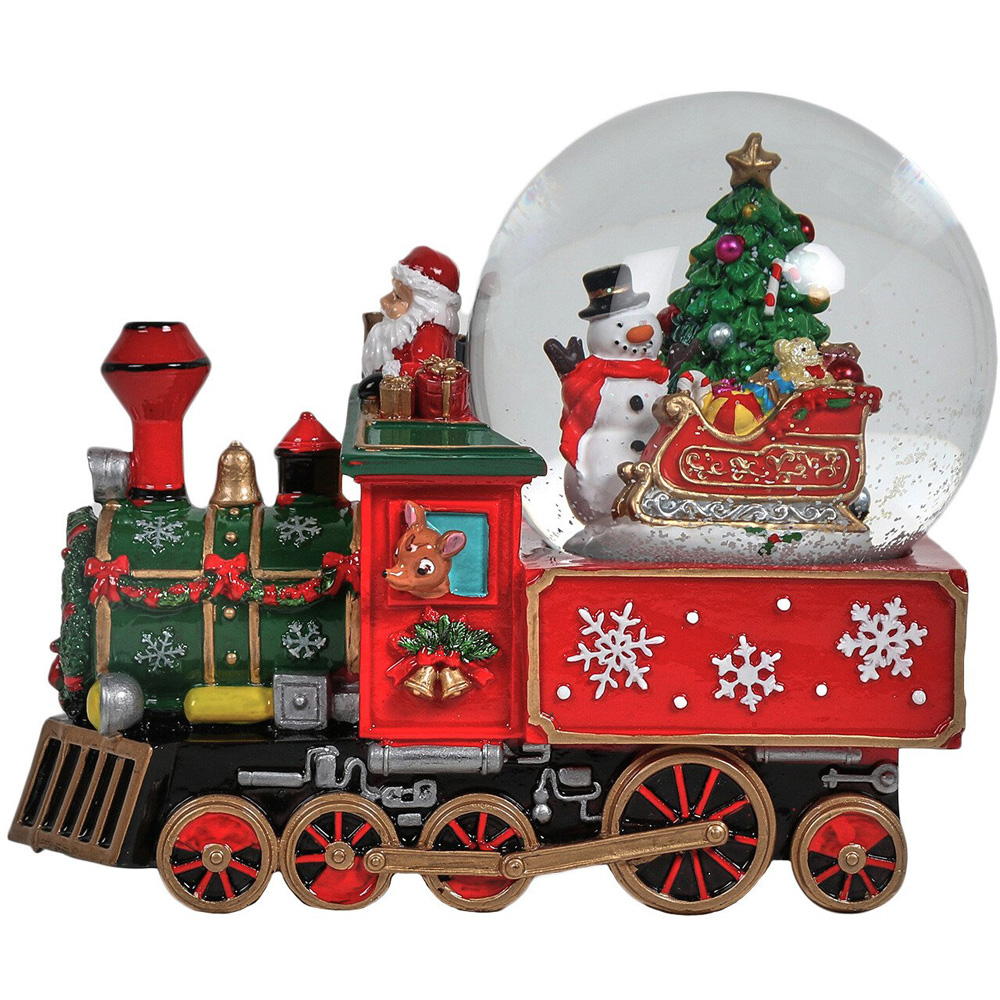 Traditional Red Santa Train Snowglobe Decoration Image 1