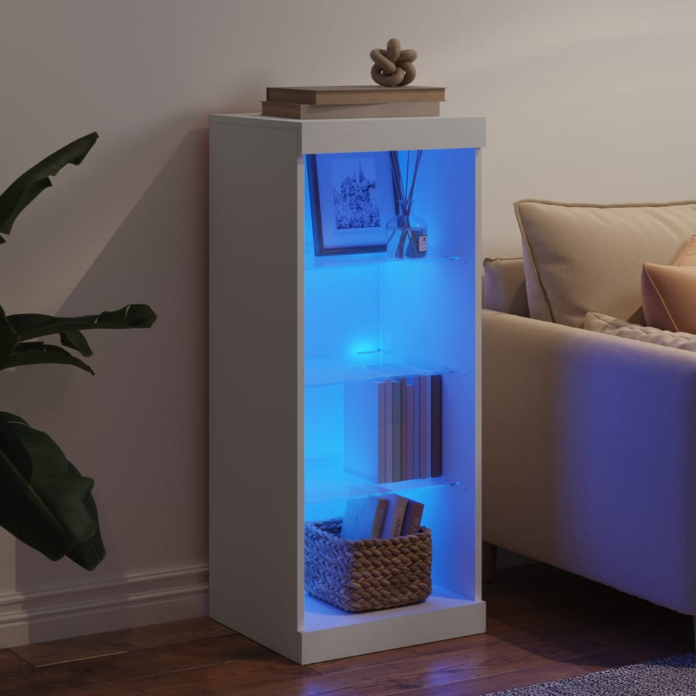 vidaXL 4 Shelf White LED Sideboard Image 9