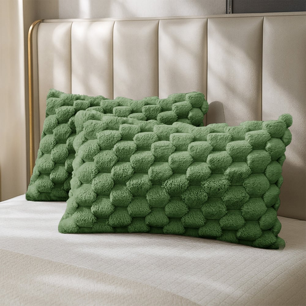 Velosso Olive Chunky Popcorn Pillowcase 2 Pack Image 2