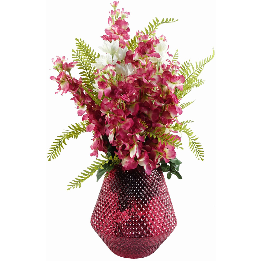 Botanik Pink Diamond Embossed Glass Vase 23cm Image 4