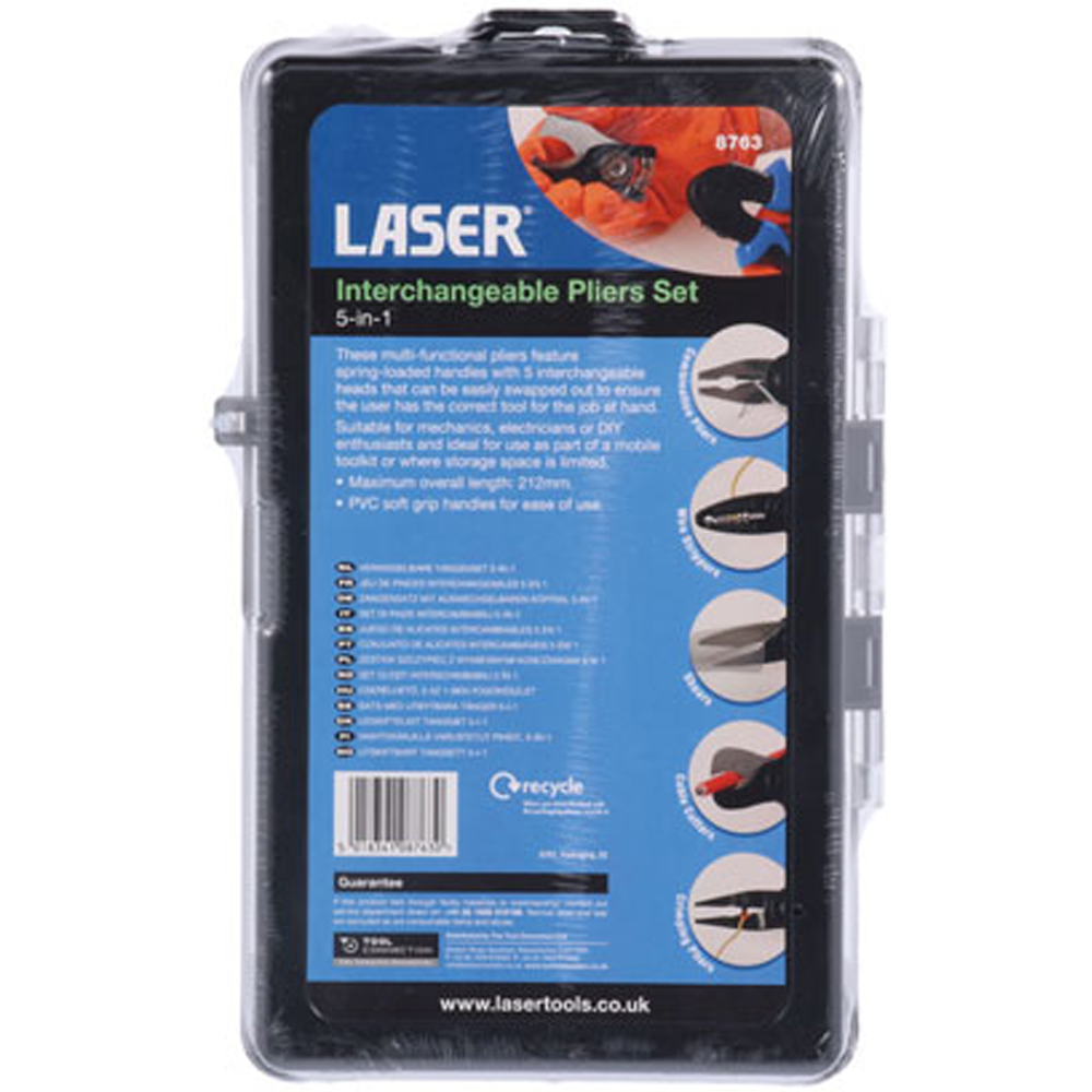 Laser 5-in-1 Interchangeable Plier Set with Multi Head Changeable Jaws Image 8