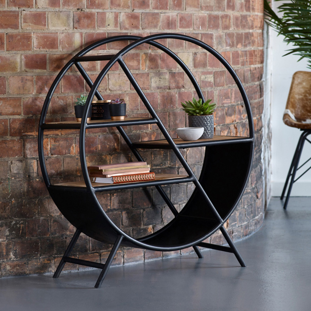 Brooklyn Carnaby 3 Shelf Industrial Round Open Bookcase Image 4