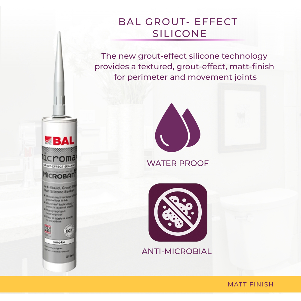 Go Bathrooms BAL Micromax3 Smoke Grout Effect Anti-Mould Sealant 310ml Image 4