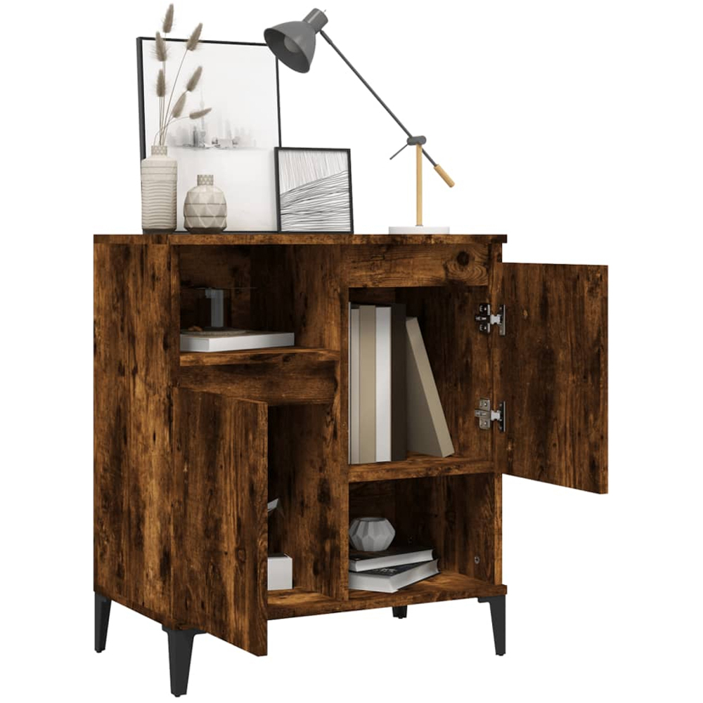 vidaXL 2 Door 2 Open Shelf Smoked Oak Sideboard Image 4