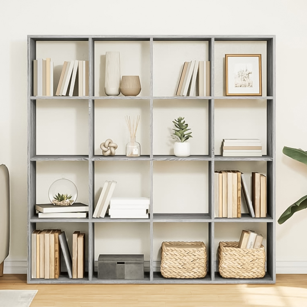 vidaXL 16 Shelf Grey Sonoma Oak Bookcase Image 1