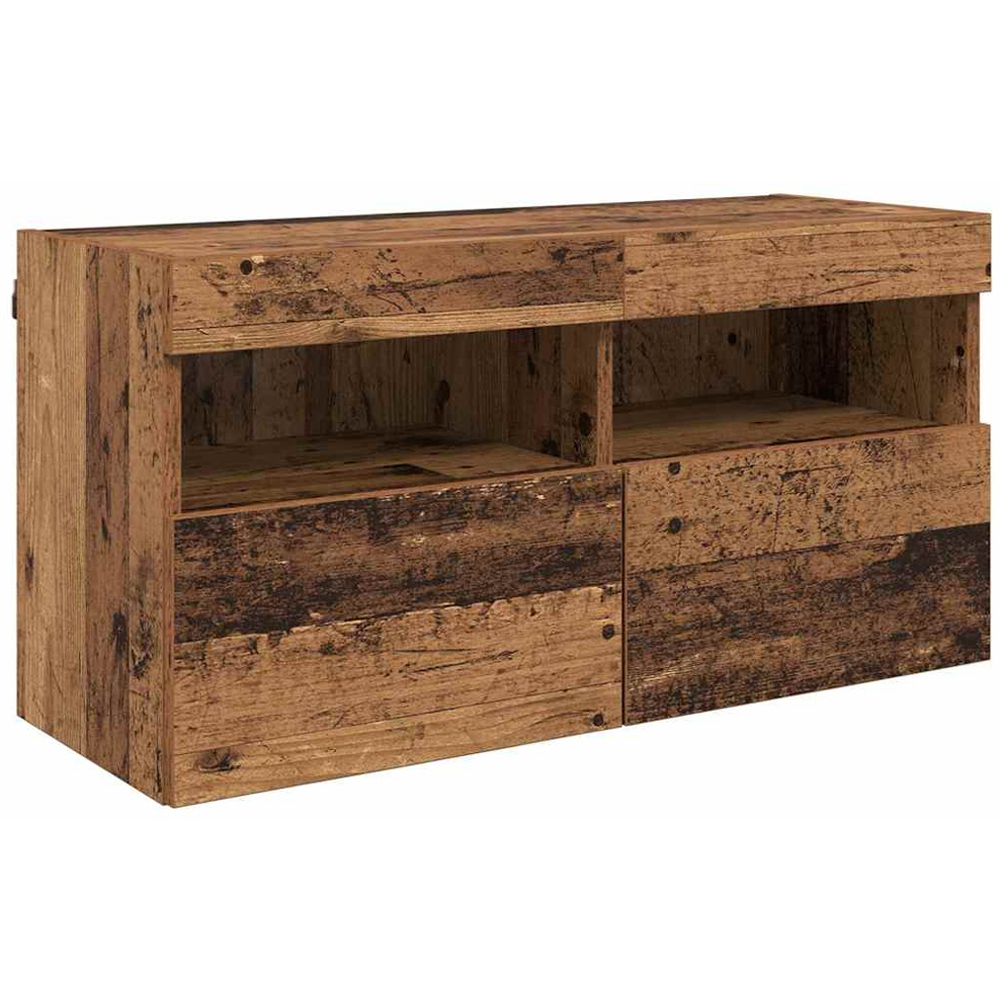 vidaXL LED Old Wood TV Wall Unit Image 5