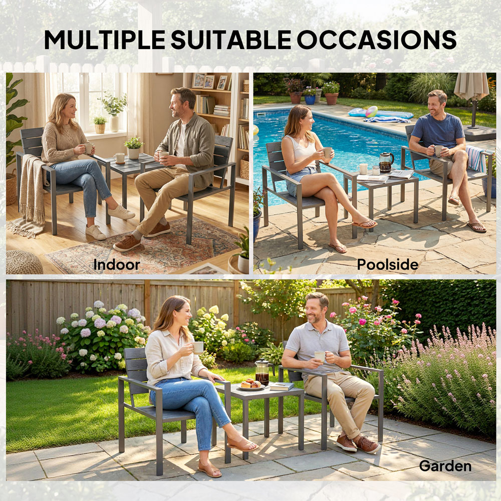 Outsunny 2 Seater Dark Grey Garden Bistro Set Image 4