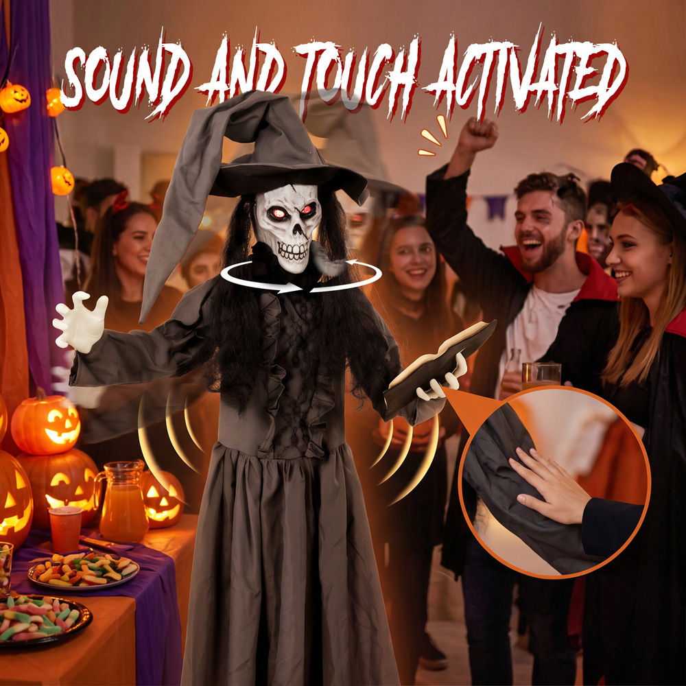 HOMCOM Light Up Life-Size Animated Witch Halloween Decoration 6ft Image 5