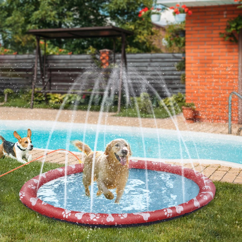 PawHut 170cm Non Slip Red Splash Pad Image 2