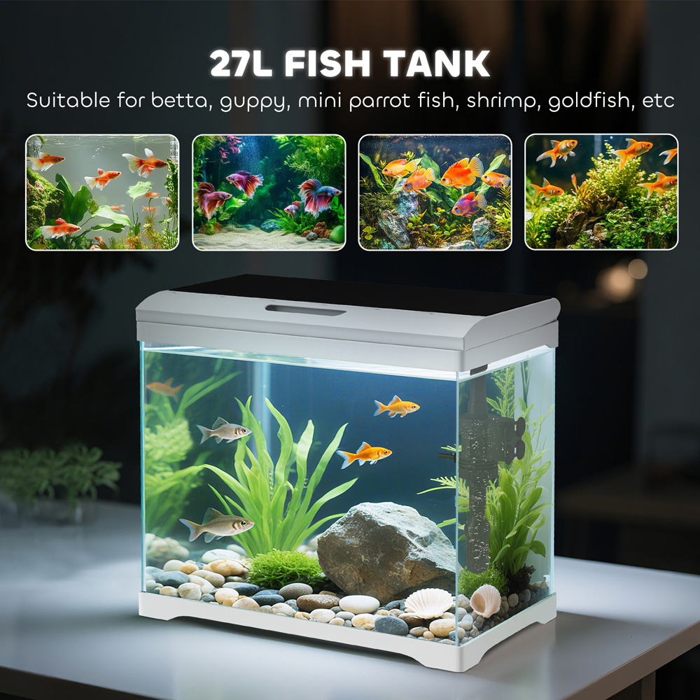 PawHut 27L Glass Fish Tank with Filter System Image 5