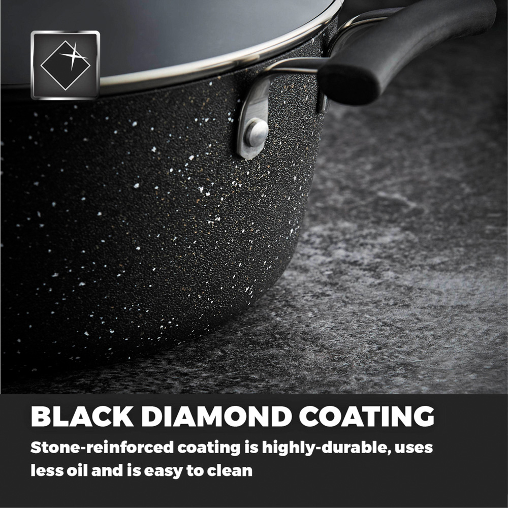 Tower Precision 24cm Black Forged Aluminium Non-Stick Stock Pot with Lid Image 4