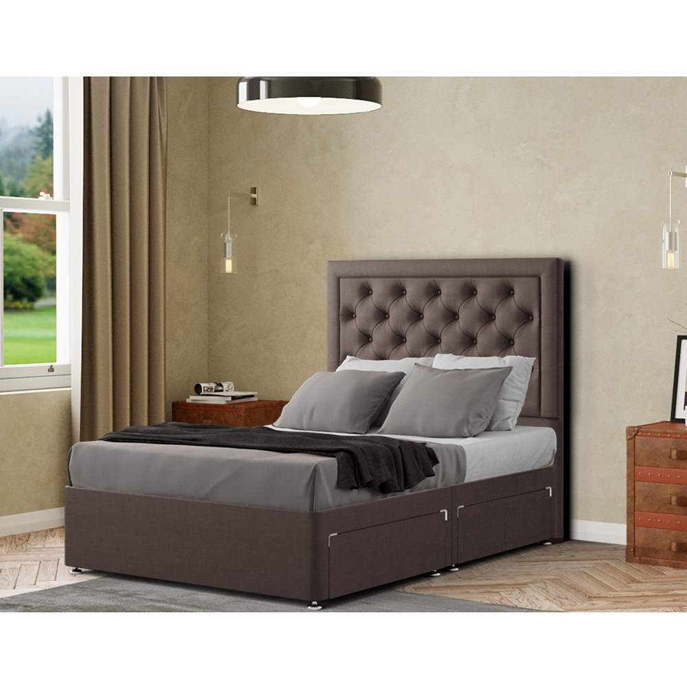 Portland Castle Double Slate Malham Weave Divan Bed with 2 Drawers and Headboard Image 3