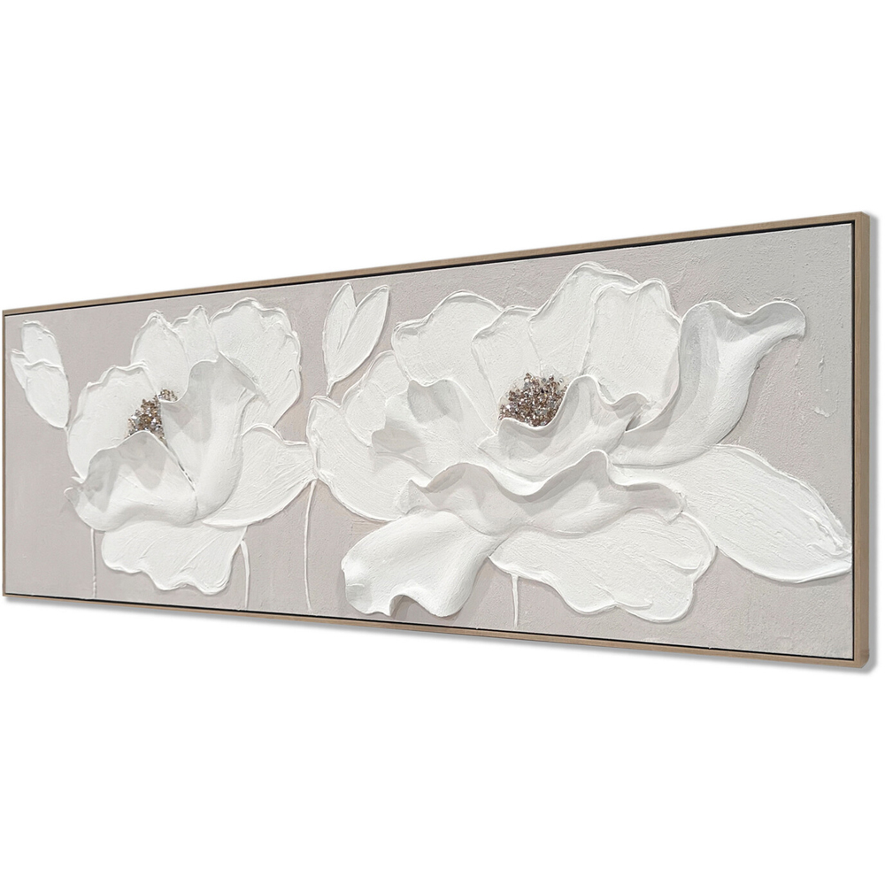 Neutral 3D Embellished Flower Canvas Image 3