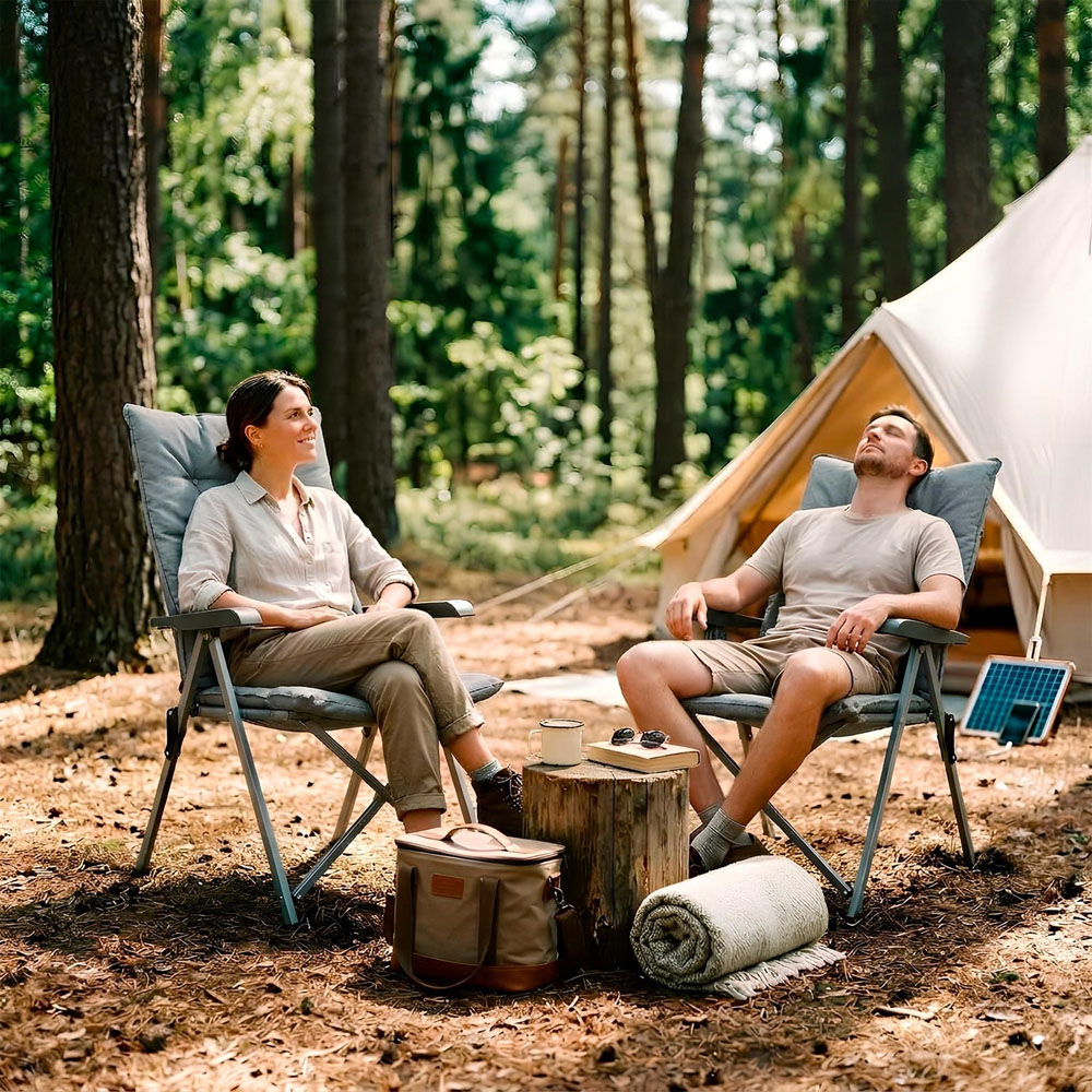 Harbour Housewares Grey High Back Padded Reclining Camping Chair 2 Pack Image 5