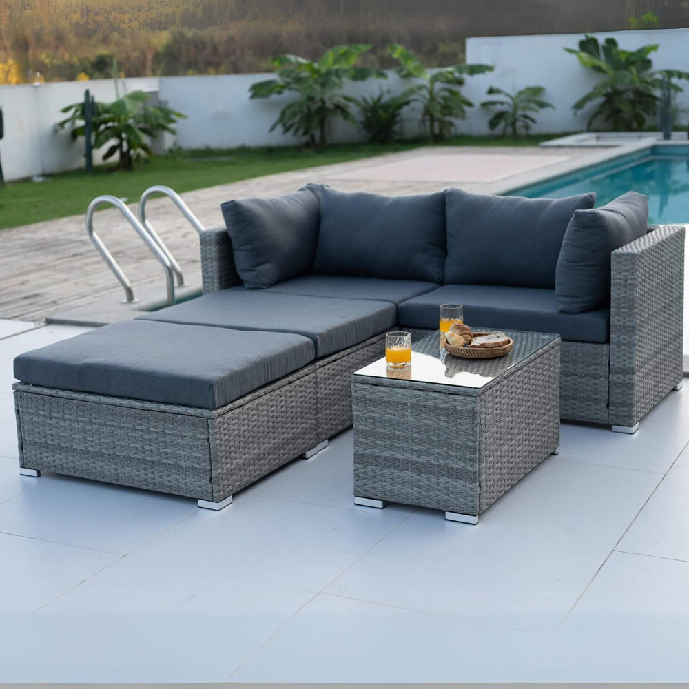 Home Source Solara 4 Seater Grey Garden Lounge Set Image 3