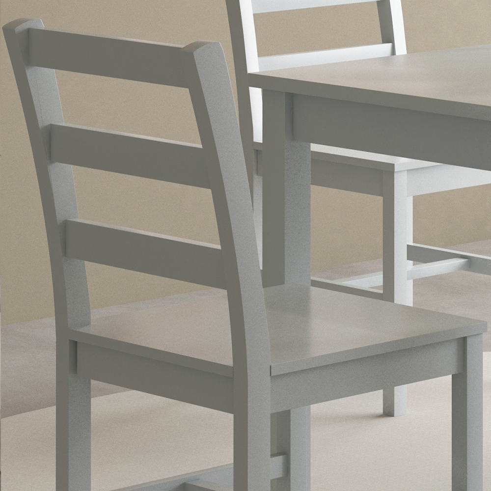 Comfy Living 4 Seater Wooden Dining Set Grey Image 4