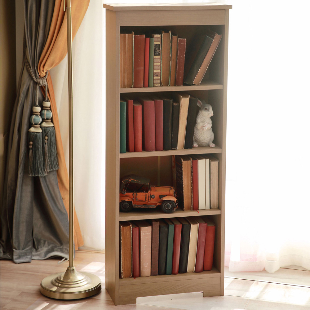 Core Products Freya 4 Shelf Smoked Oak Foil Finish Low Narrow Bookcase Image 1