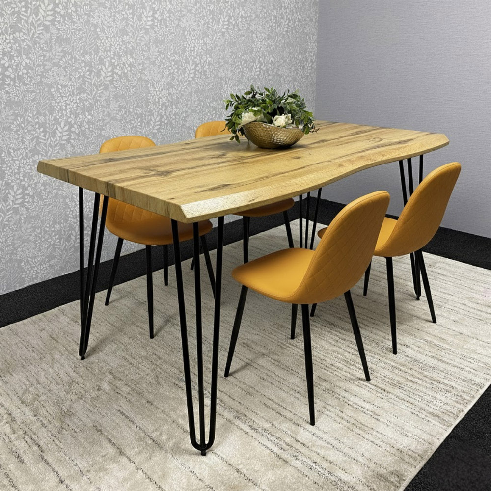Kosy Koala 4 Seater Faux Leather Dining Set Mustard Image 2