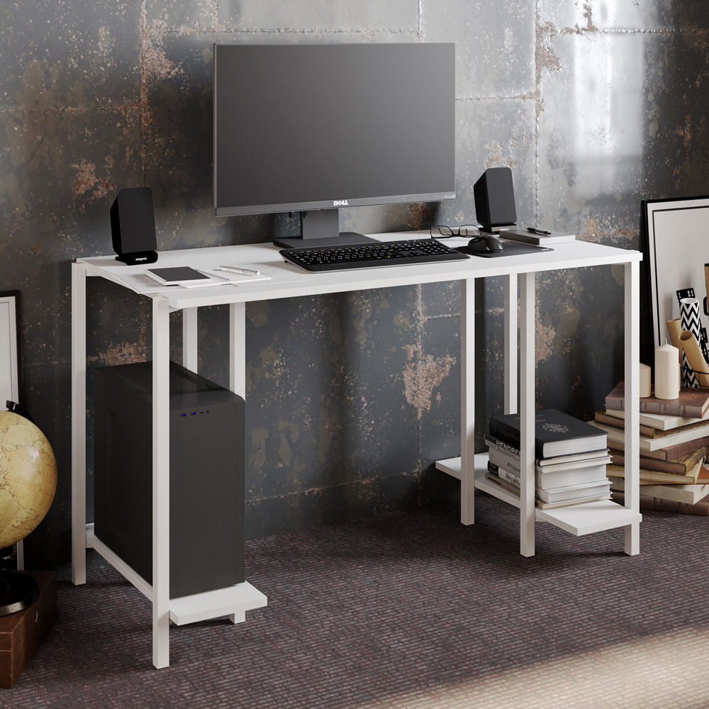 Decorotika Reader 2 Shelf Computer Desk White Image 4