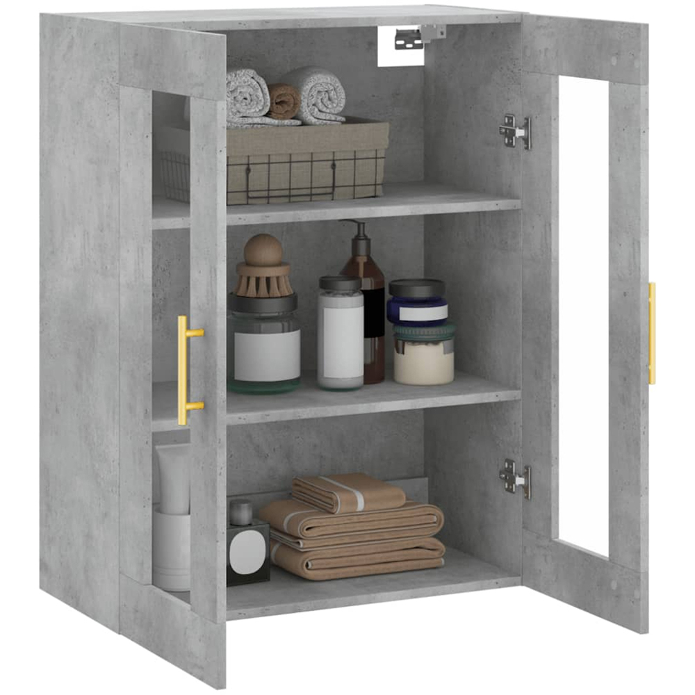 vidaXL 2 Glass Door Concrete Grey Wall Mounted Cabinet Image 5