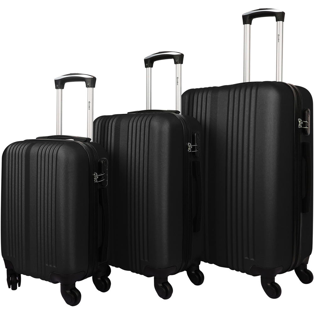 Groundlevel Delta Stripe Set of 3 Black Luggage Suitcase Image 2