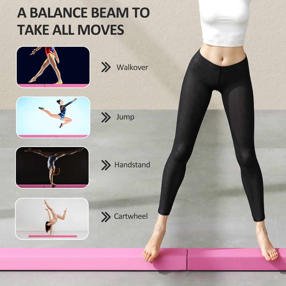 SPORTNOW Pink Foldable Gymnastics Balance Beam with Anti-Slip Base 235cm Image 7