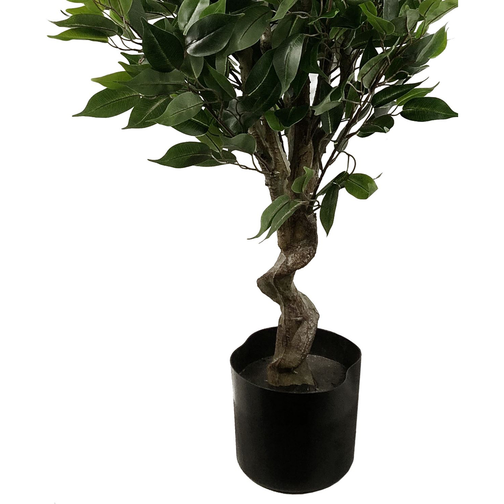 Leaf Evergreen Twist Ficus Artificial Plant in Silver Curve Planter 110cm Image 4