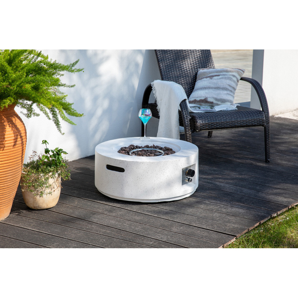 Teamson Home Ivory Round Terrazzo Outdoor Gas Fire Pit 71cm Image 2