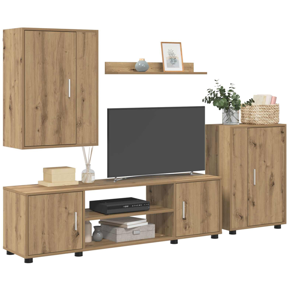 vidaXL Artisan Oak Wall Mounted 4 Piece TV Cabinet Set Image 3