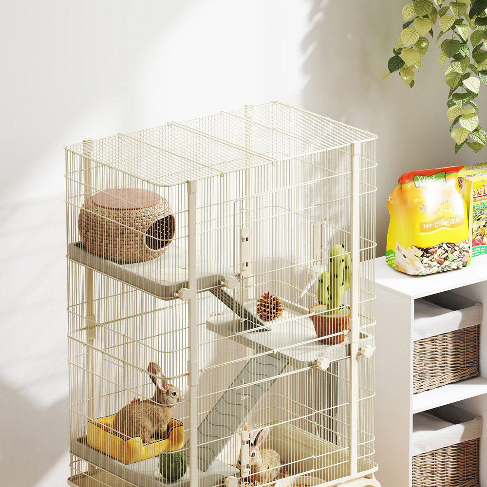 PawHut 4 Level Beige Rolling Small Animal Cage Image 4