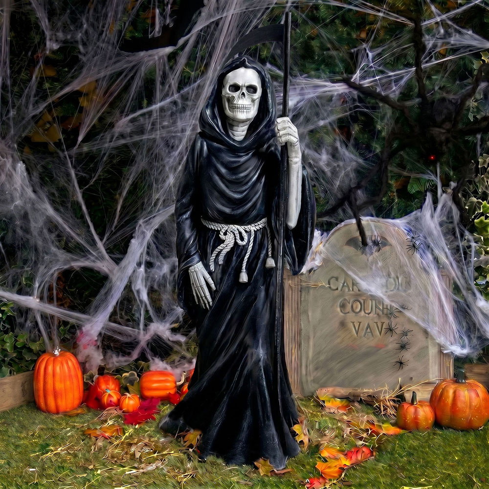 wilko Multicolour LED Halloween Grim Reaper Ornament with Scythe and Light Up Eyes 4ft Image 6