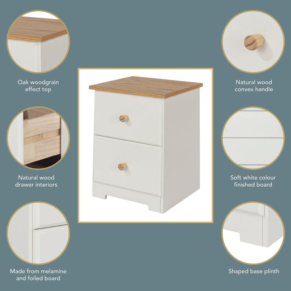 Colorado 2 Drawer Petite Bedside Table Image 7