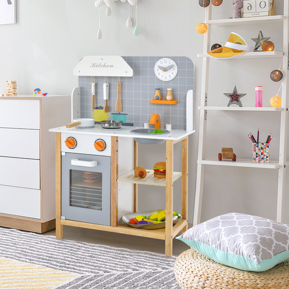 Costway Kids Kitchen Playset with Cookware Accessories Image 4