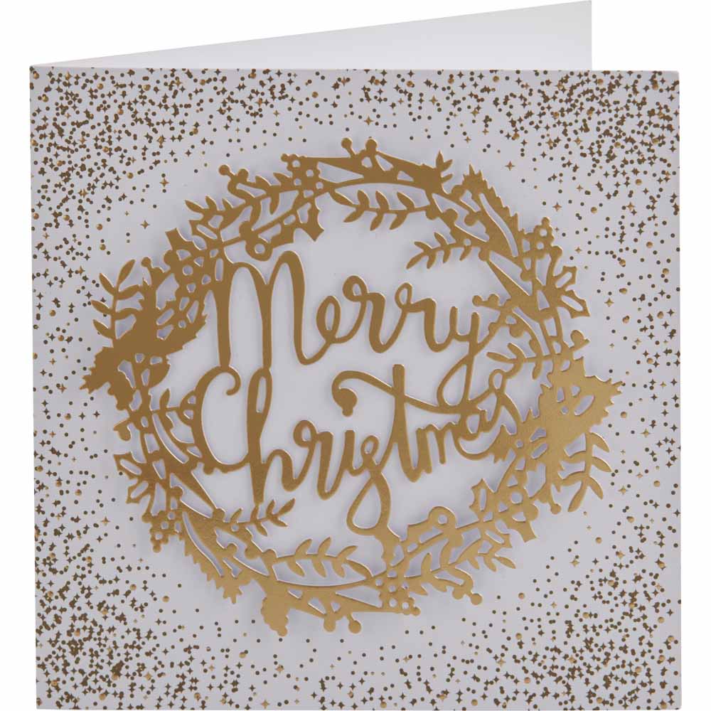 Wilko Deluxe Rococo Gold Wreath 6 pack Christmas Cards Image 2