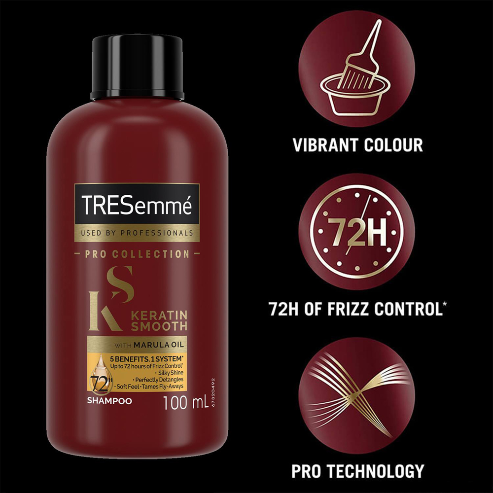 TRESemme Keratin Smooth Marula Oil Frizzy Hair Shampoo 100ml 12 Pack Image 4