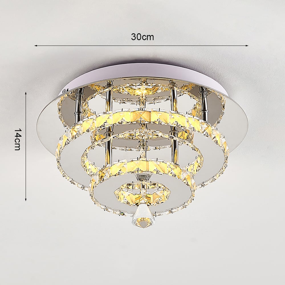 Living and Home 2 Tier Modern Crystal LED Ceiling Light Image 9