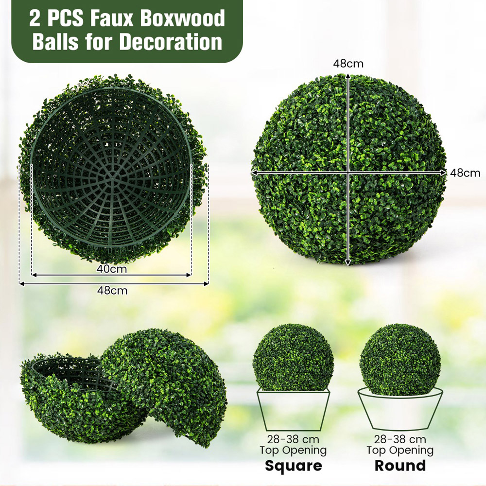 Costway Artificial Boxwood Balls 2 Pack Image 9