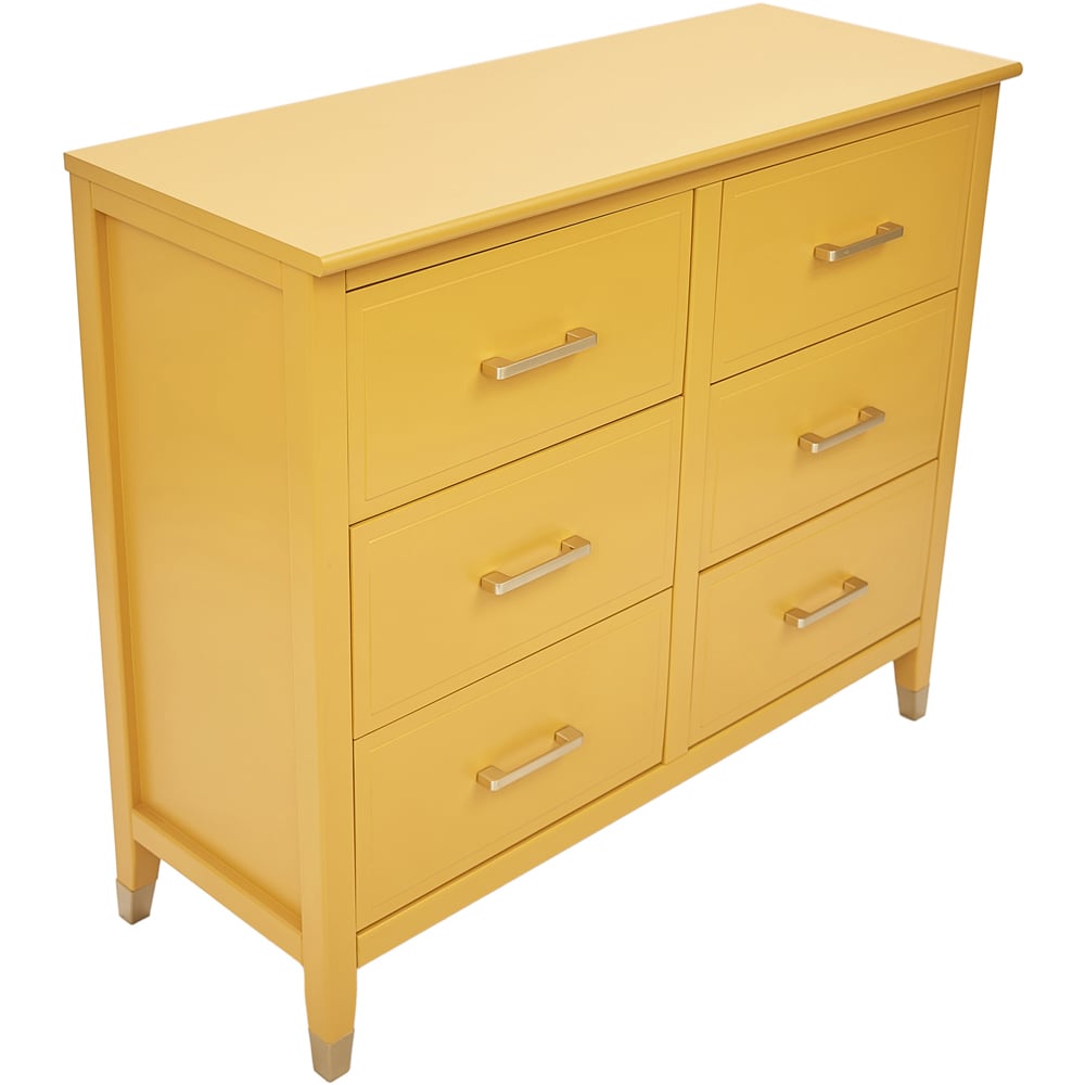 Palazzi 6 Drawer Mustard Chest of Drawers Image 4