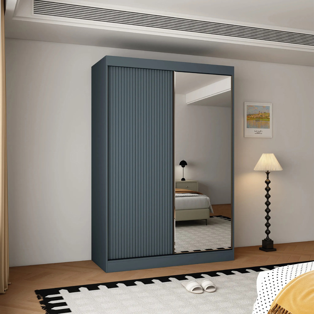 ARTESA Berlin 2 Door Dark Grey Mirrored Sliding Wardrobe Image 5