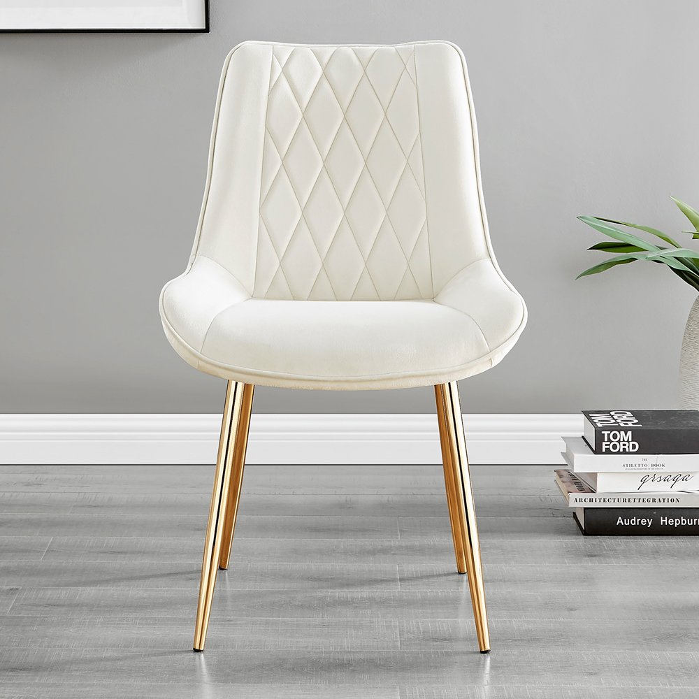 Furniturebox Elissa Cesano Marble Effect 2 Seater Round Dining Set White Cream and Gold Image 4