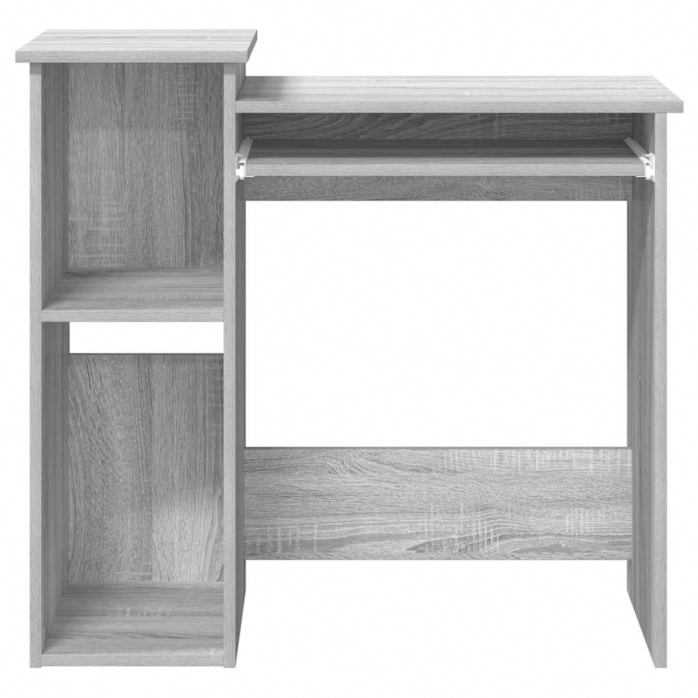 vidaXL 2 Shelf Computer Desk with Keyboard Tray Grey Sonoma Image 4