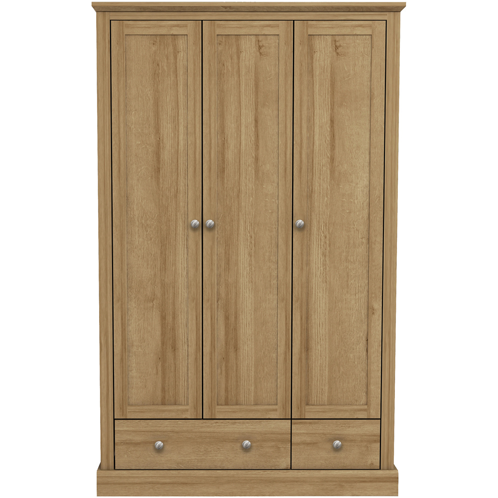 Devon 3 Door 2 Drawer Oak Effect Wardrobe Image 2