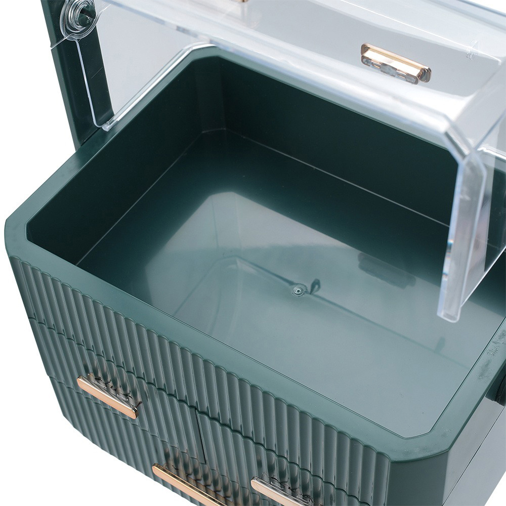 Living and Home 3 Drawer Makeup Storage Organiser with Transparent Lid and Handle Image 5