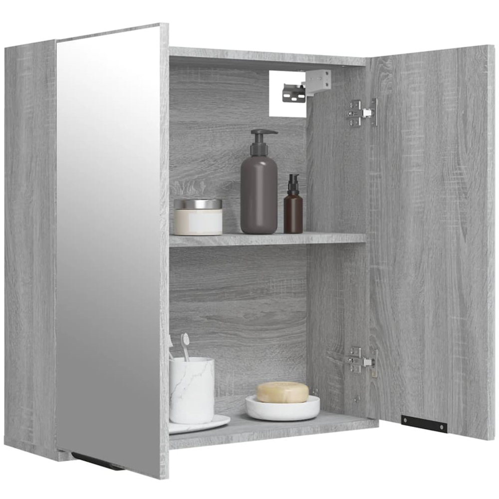 vidaXL 2 Door Grey Sonoma Mirrored Bathroom Cabinet Image 3