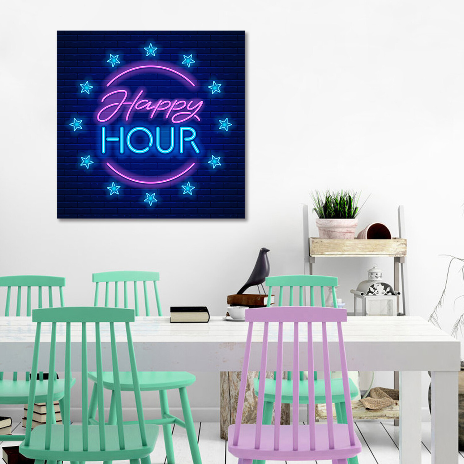 Tempered Glass Happy Hour Art - Navy Image 2