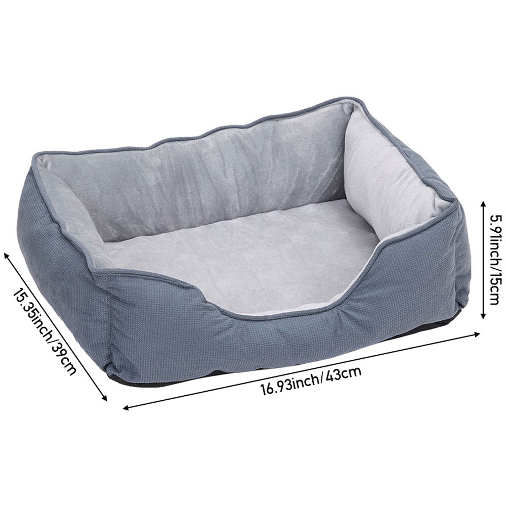 H&O Direct 39 x 43cm Grey Super Soft Small Dog Bed with Anti-Slip Bottom Image 5