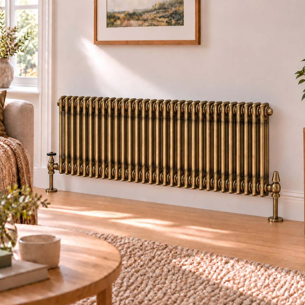 Go Bathrooms Clarence Antique Brass 2 Column 30 Section Radiator 400 x 1370mm Image 2
