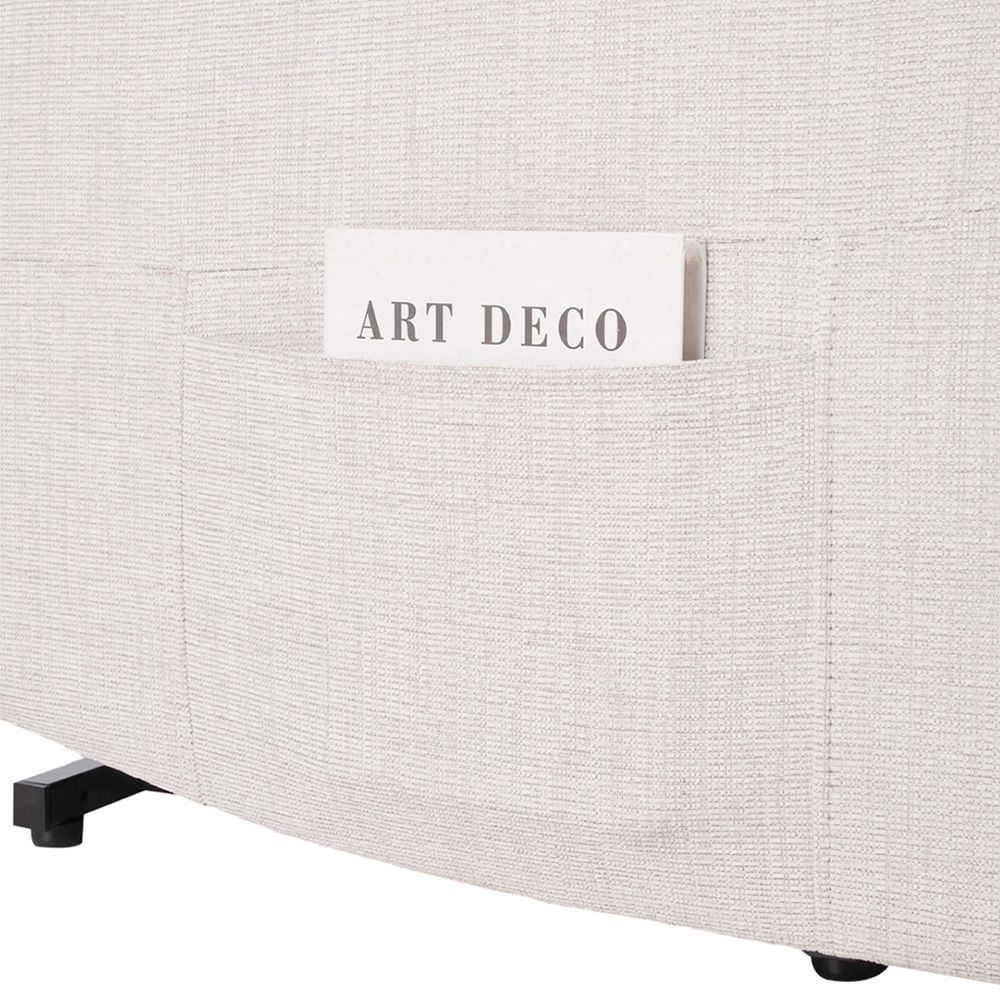 Living and Home Beige White Chenille Push Back Recliner Armchair with Footrest Image 6