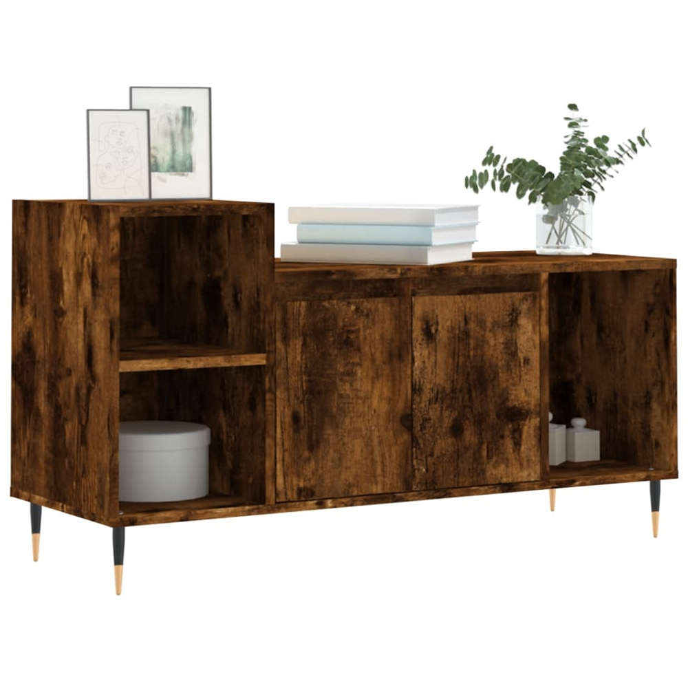 vidaXL 2 Door 3 Shelf Smoked Oak TV Cabinet Image 3