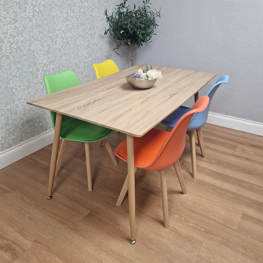 Kosy Koala 4 Seater Wood Effect Faux Leather Dining Set Multicolour Image 4